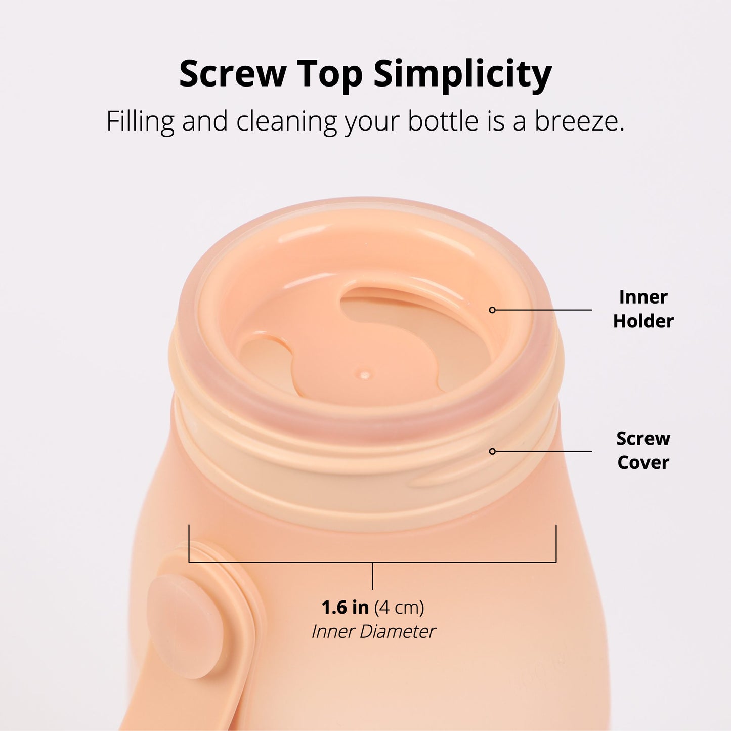 Peach Collapsible Silicone Water Bottle 16.9oz