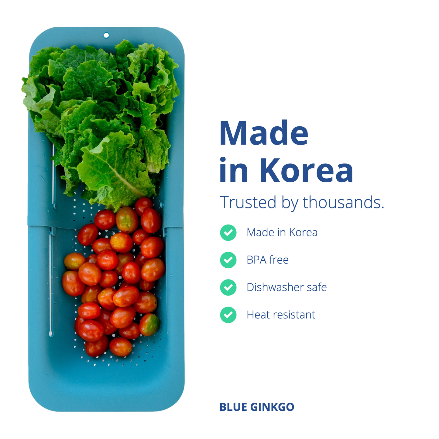 Expandable Teal Over the Sink Colander