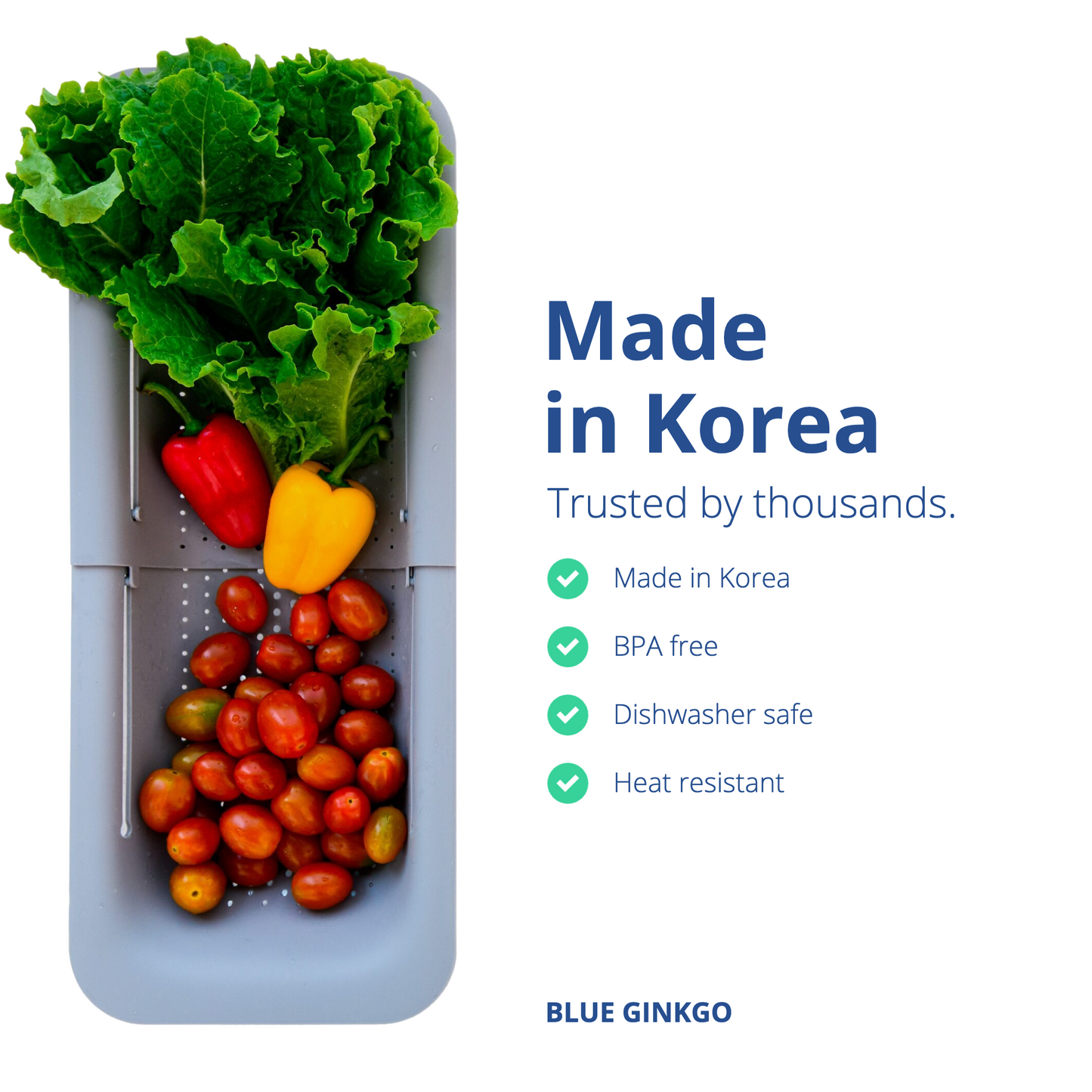 Expandable Grey Over the Sink Colander