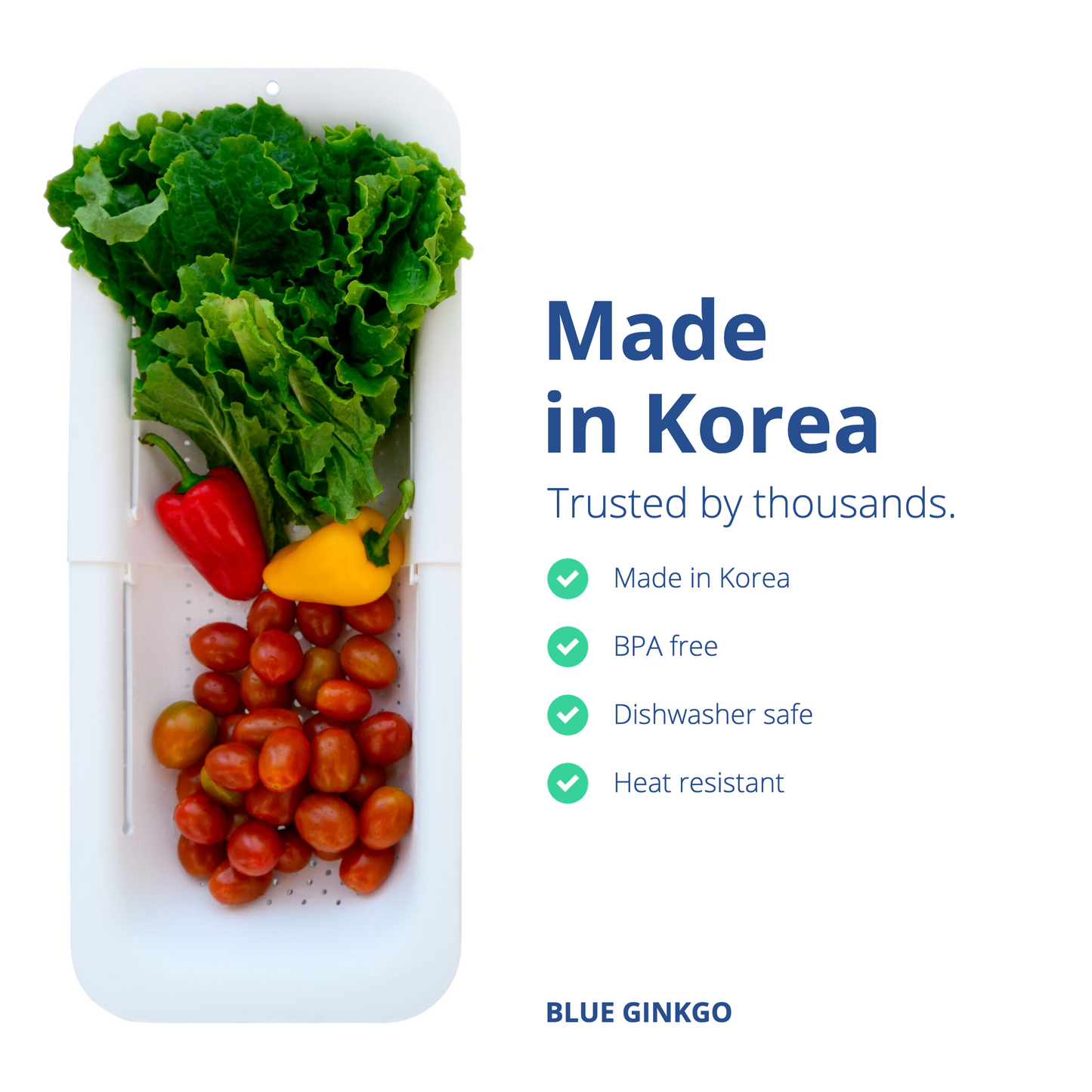 Expandable White Over the Sink Colander