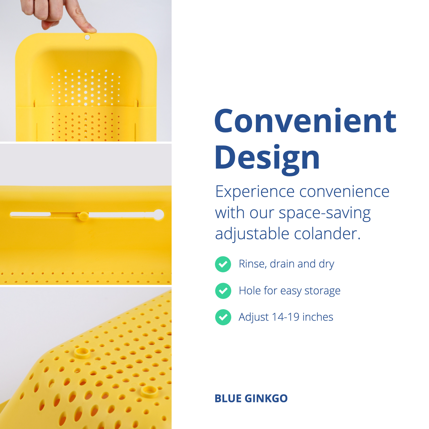 Expandable Black Over the Sink Colander