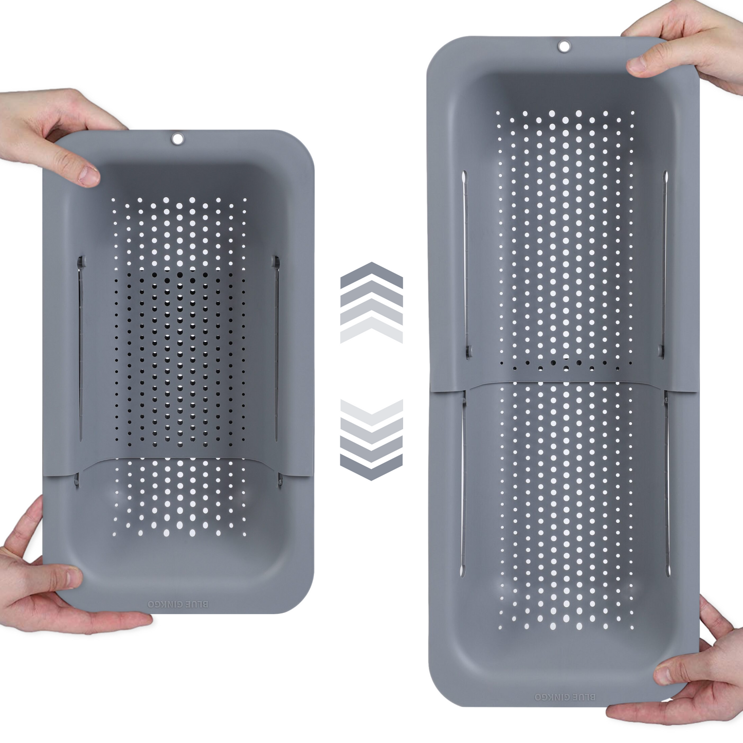Expandable Grey Over the Sink Colander