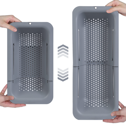 Expandable Grey Over the Sink Colander
