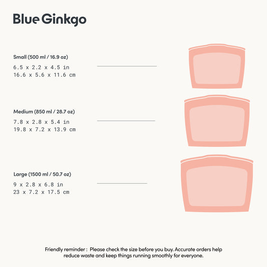 Peach Reusable Silicone Storage Bags 3-Pack