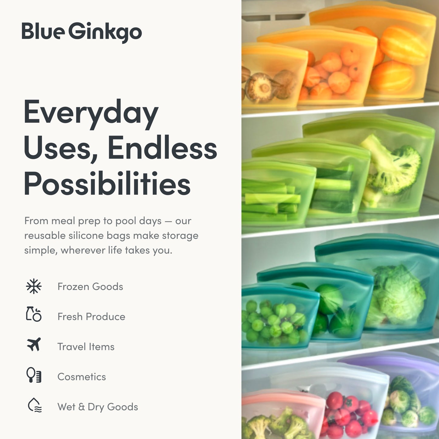 Peach Reusable Silicone Storage Bags 3-Pack