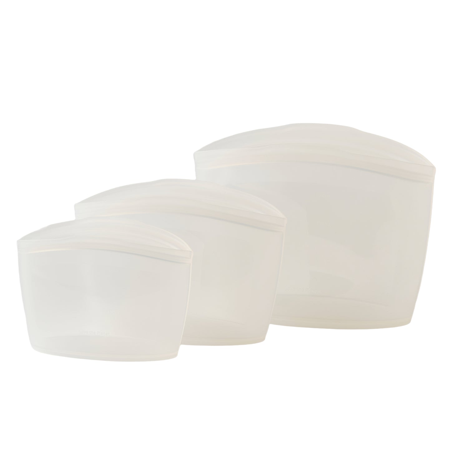 Set of four white cylindrical containers on a white background