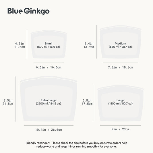 Clear Reusable Silicone Storage Bags 4-Pack