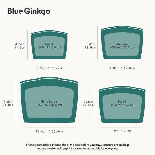 Forest Green Reusable Silicone Storage Bags 4-Pack