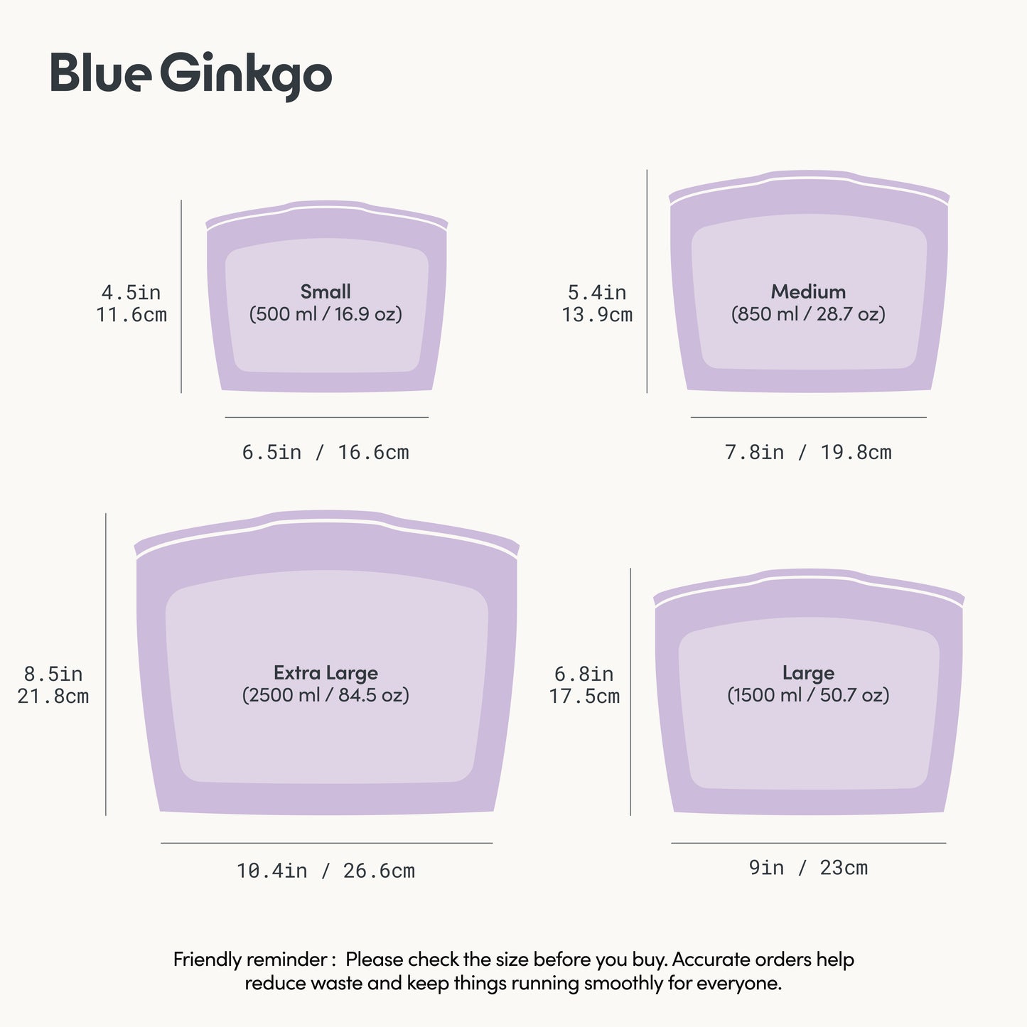 Lavender Reusable Silicone Storage Bags 4-Pack