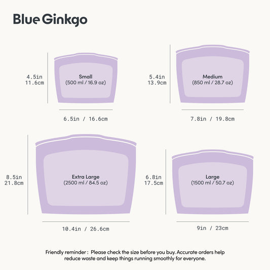 Lavender Reusable Silicone Storage Bags 4-Pack