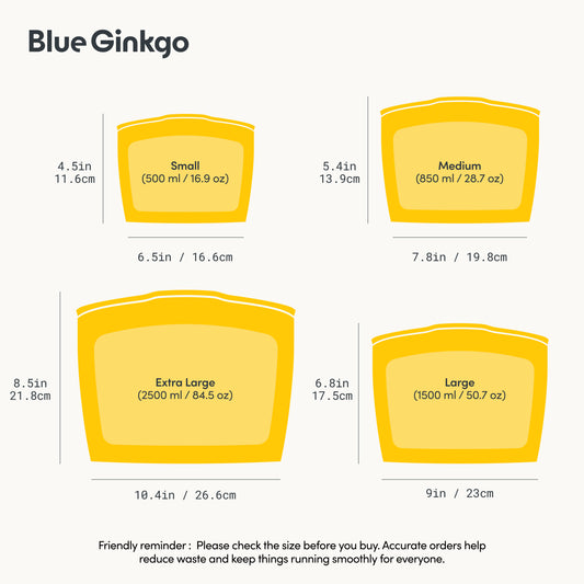 Yellow Reusable Silicone Storage Bags 4-Pack