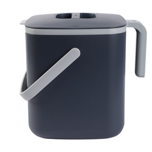 A 5L dark gray food waste bin with a closed lid and handle.