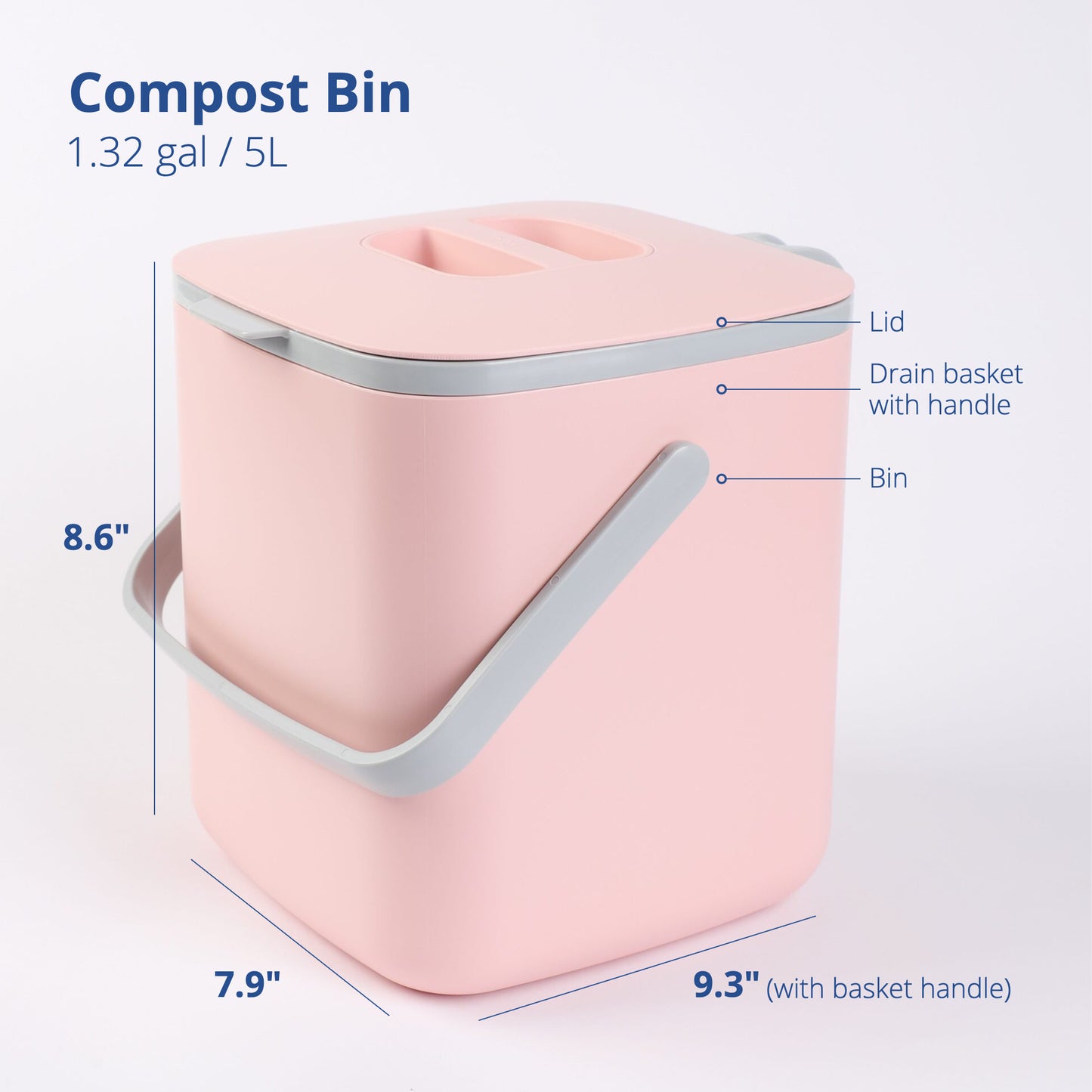 Pink Food Waste Bin 5L