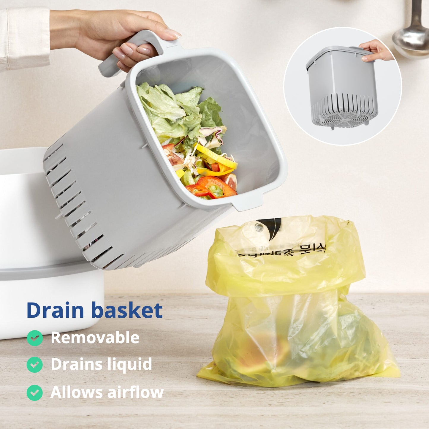 Pink Food Waste Bin 5L