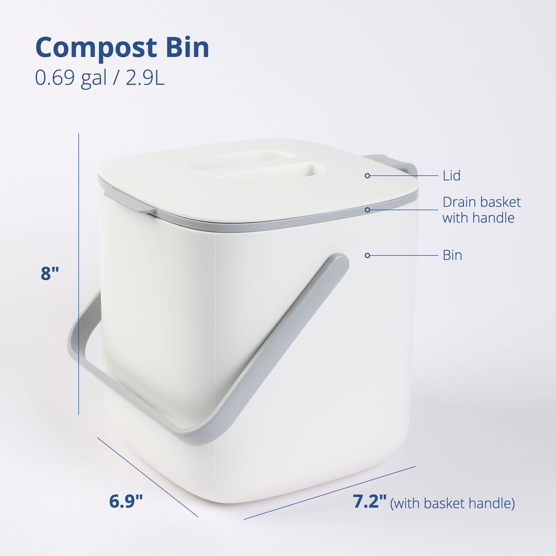 Third Rock Compost Bin Kitchen - 1.0 Gallon Countertop Compost Bin with Lid - Kitchen Compost Bin Countertop - Indoor Compost Bi