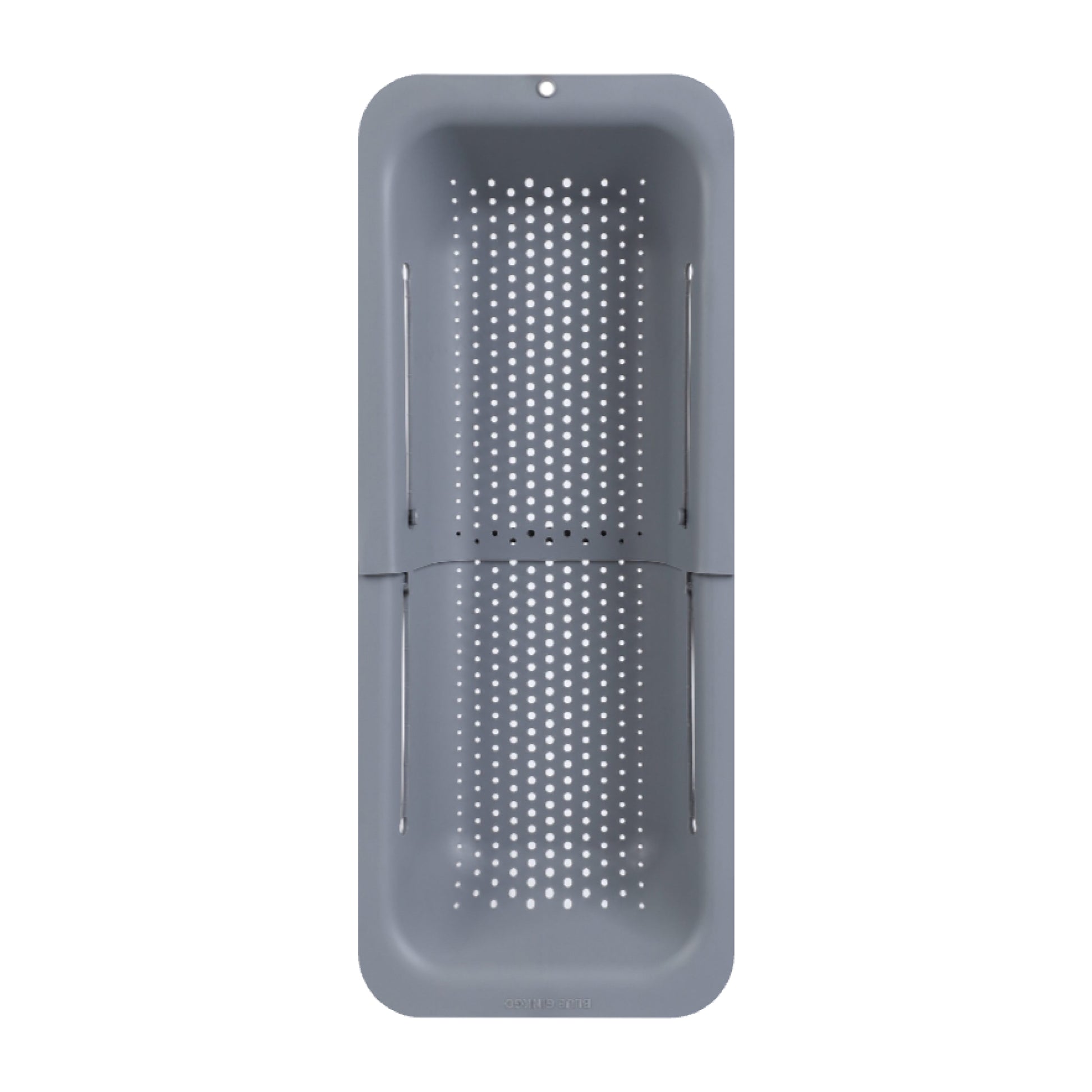 Grey adjustable Over the Sink Colander  on a white background