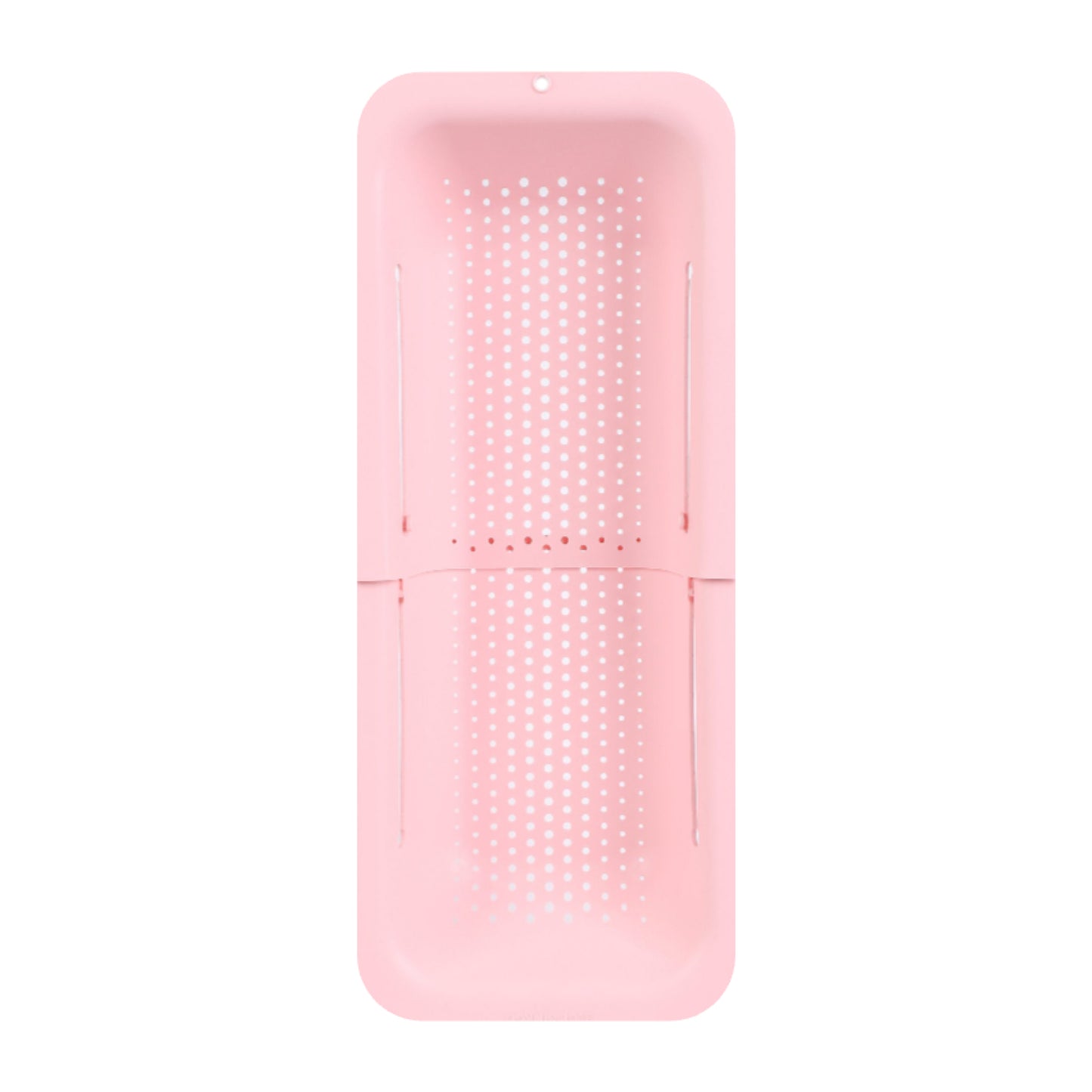 Pink adjustable Over the Sink Colander  on a white background