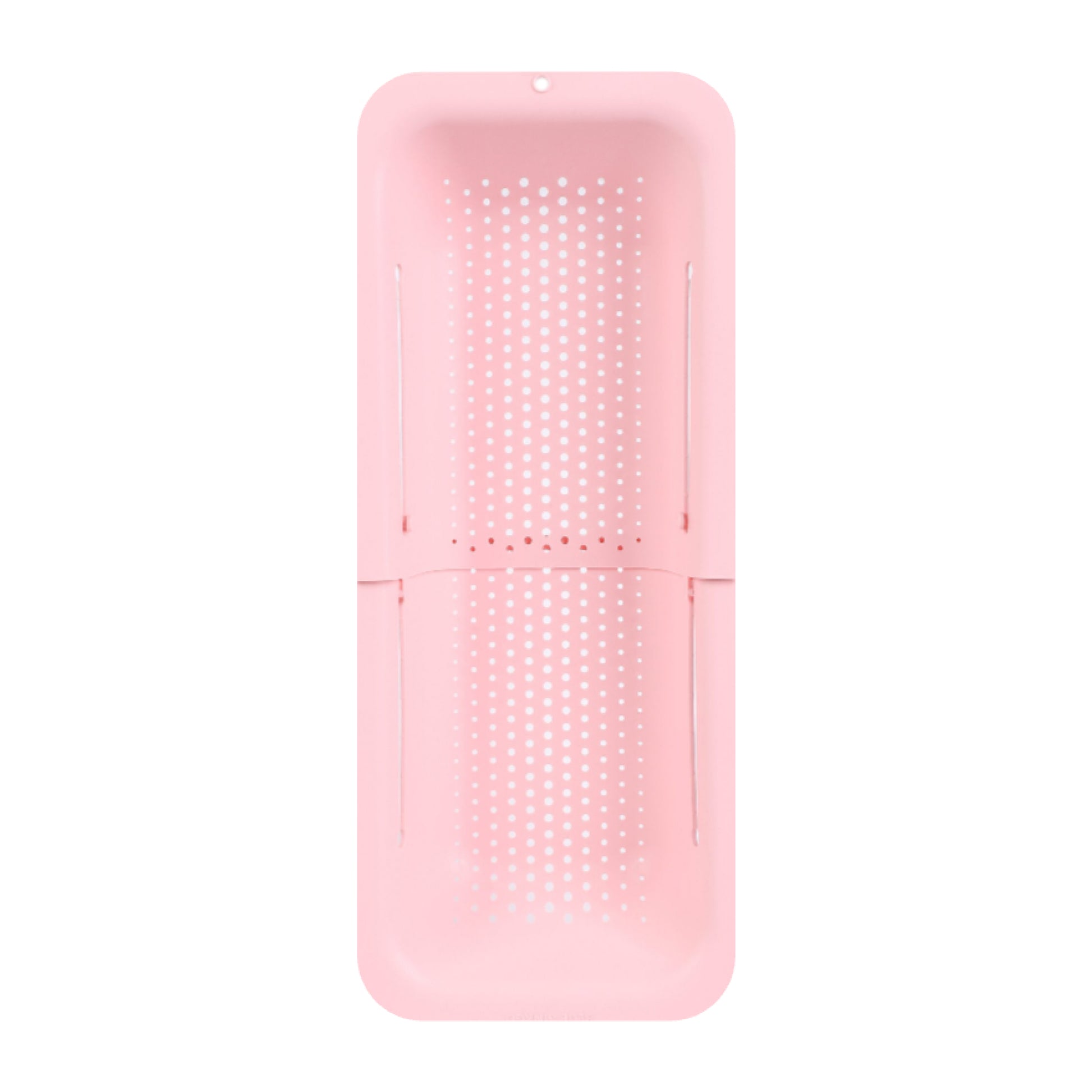 Pink adjustable Over the Sink Colander  on a white background