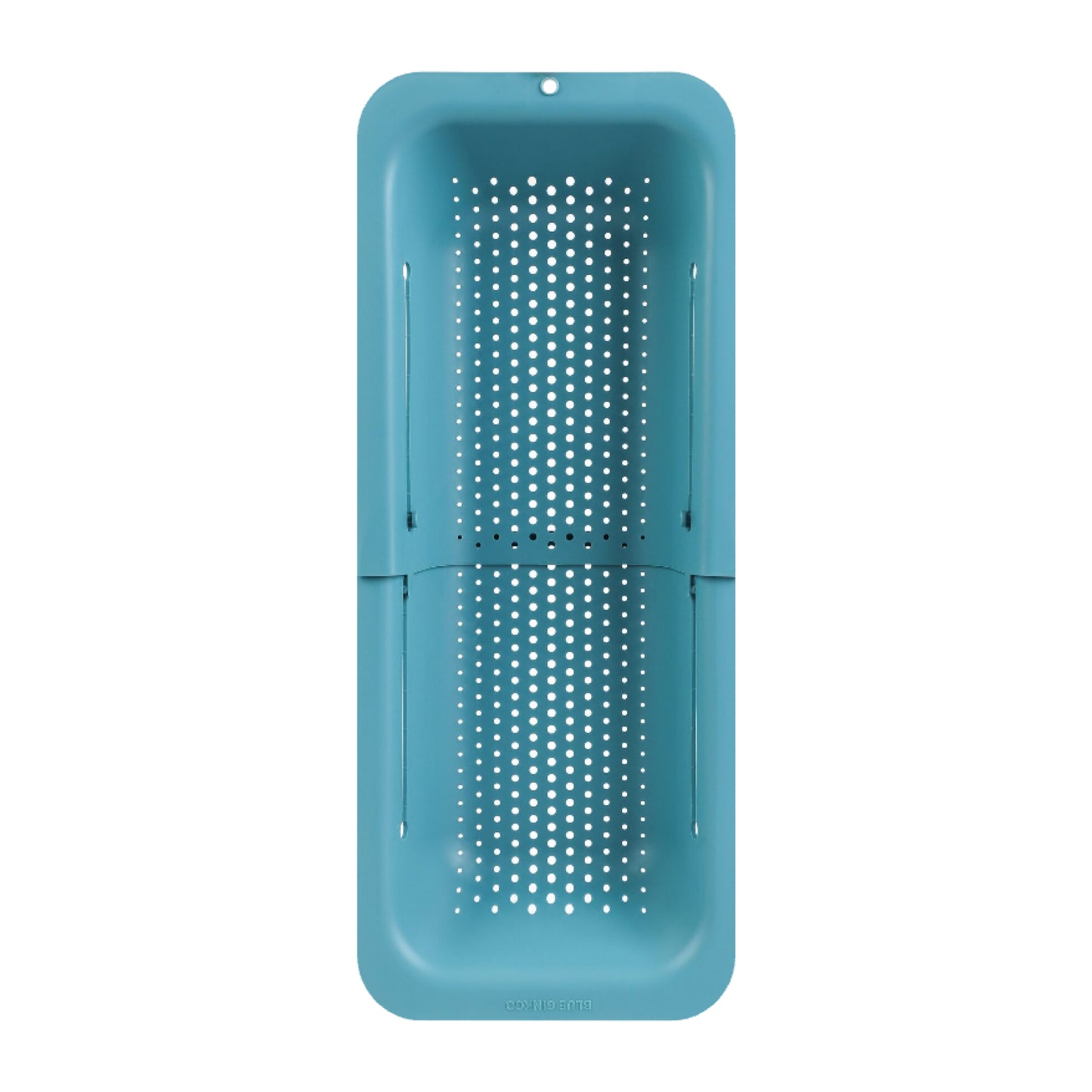 Teal adjustable Over the Sink Colander  on a white background