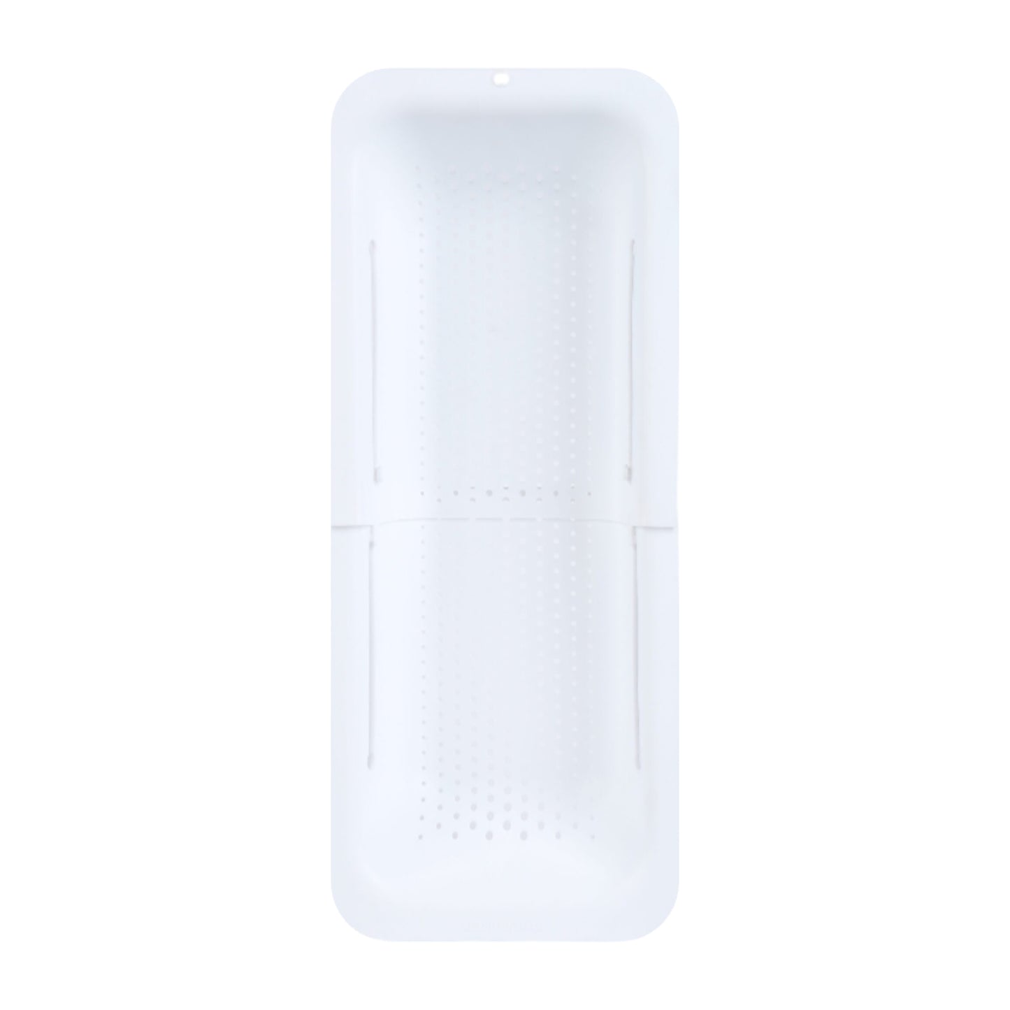 White adjustable Over the Sink Colander  on a white background
