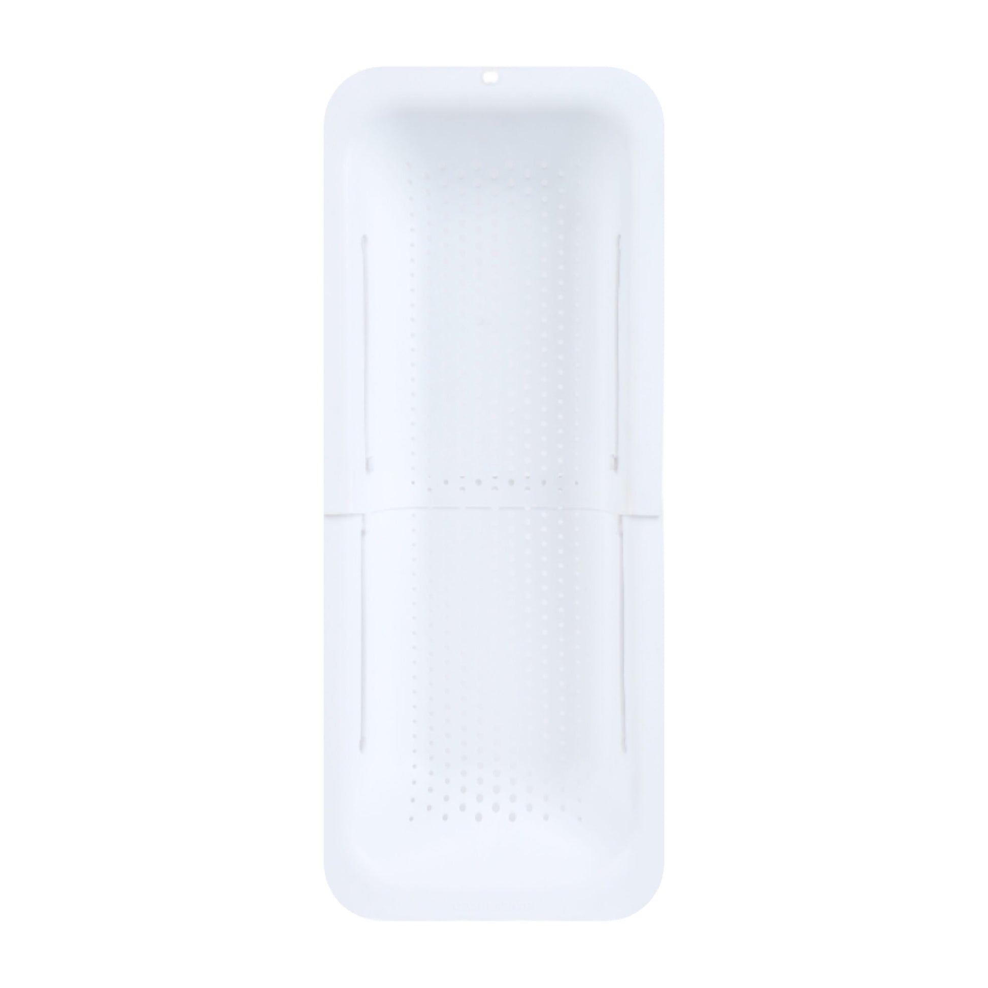 White adjustable Over the Sink Colander  on a white background