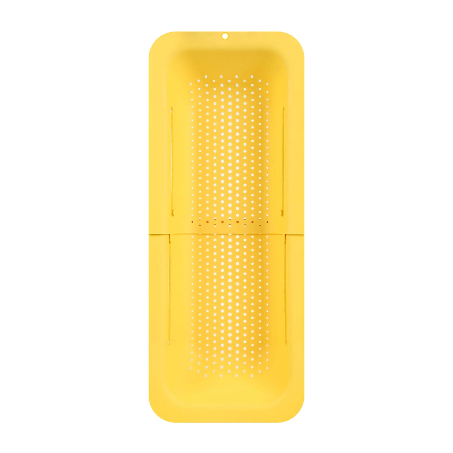 Yellow adjustable Over the Sink Colander  on a white background