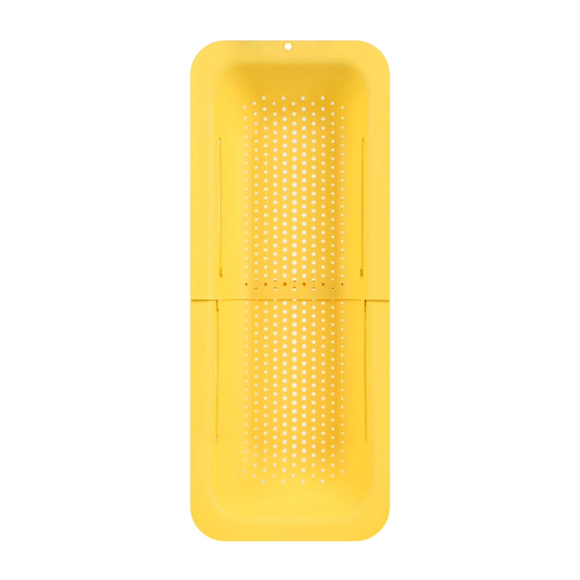 Yellow adjustable Over the Sink Colander  on a white background