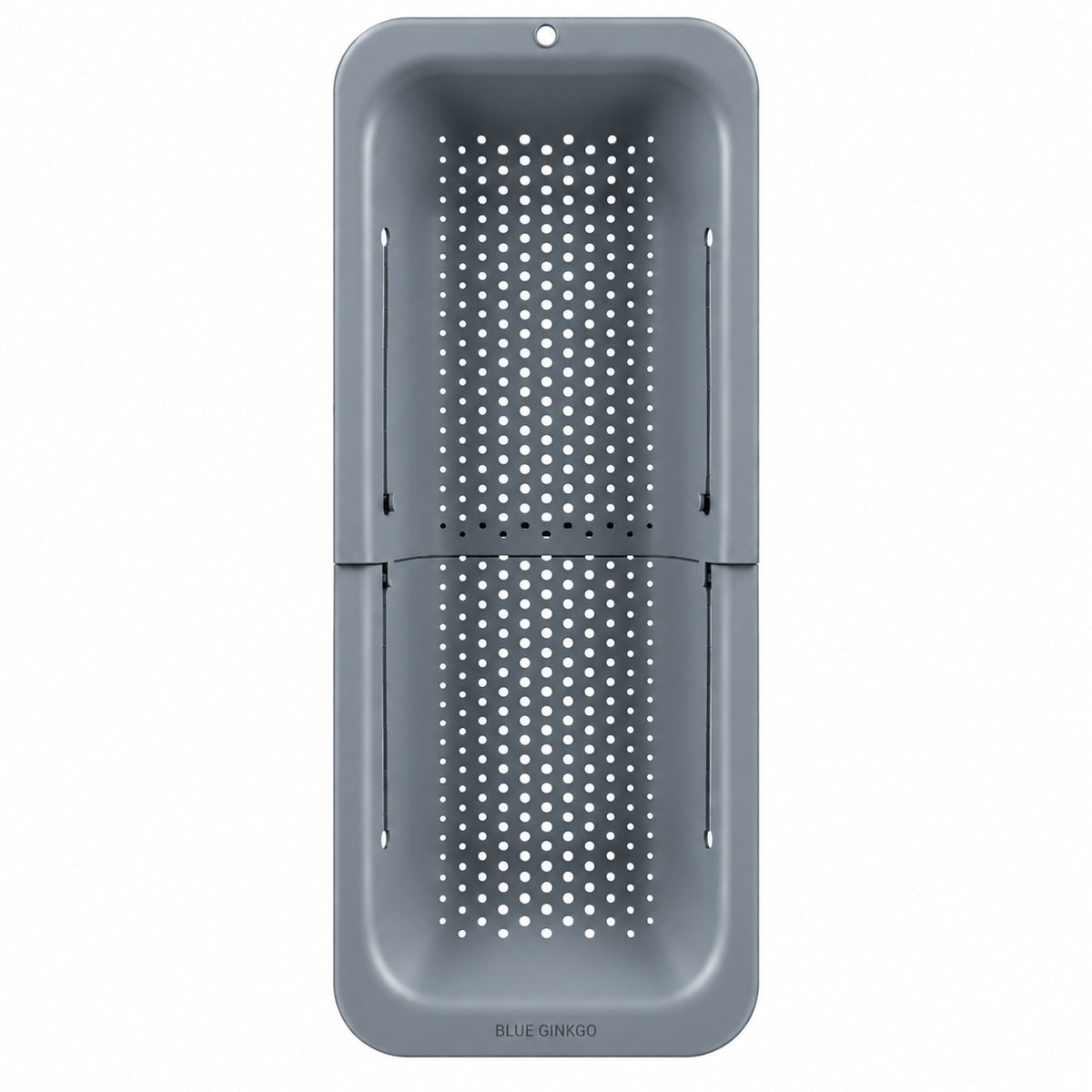 Grey adjustable Over the Sink Colander  on a white background