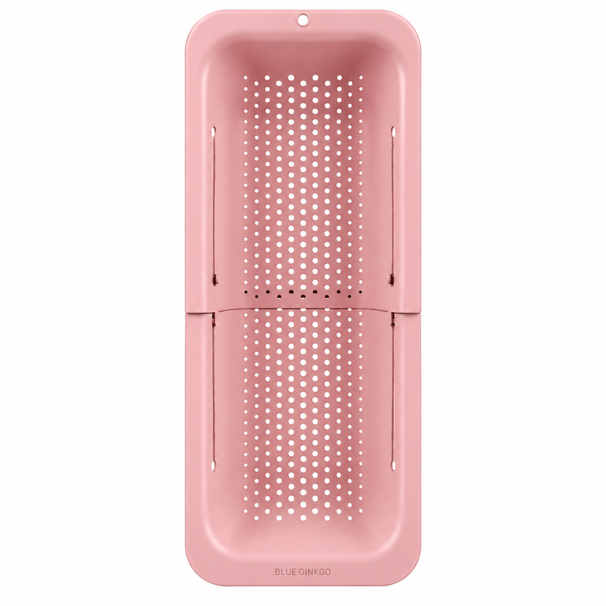 Pink adjustable Over the Sink Colander  on a white background