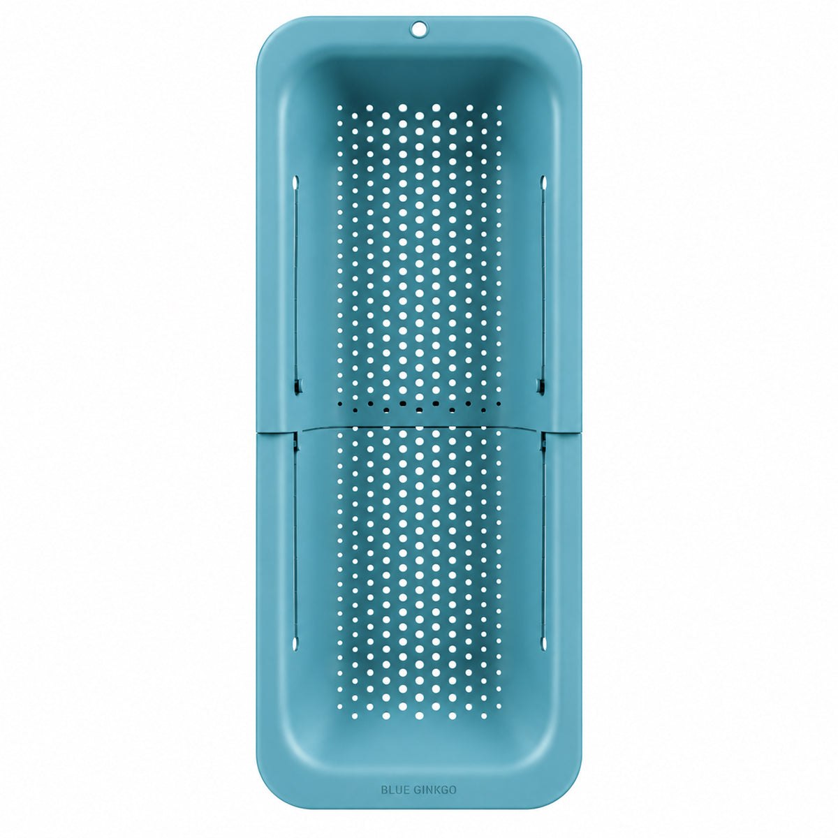 Teal adjustable Over the Sink Colander  on a white background