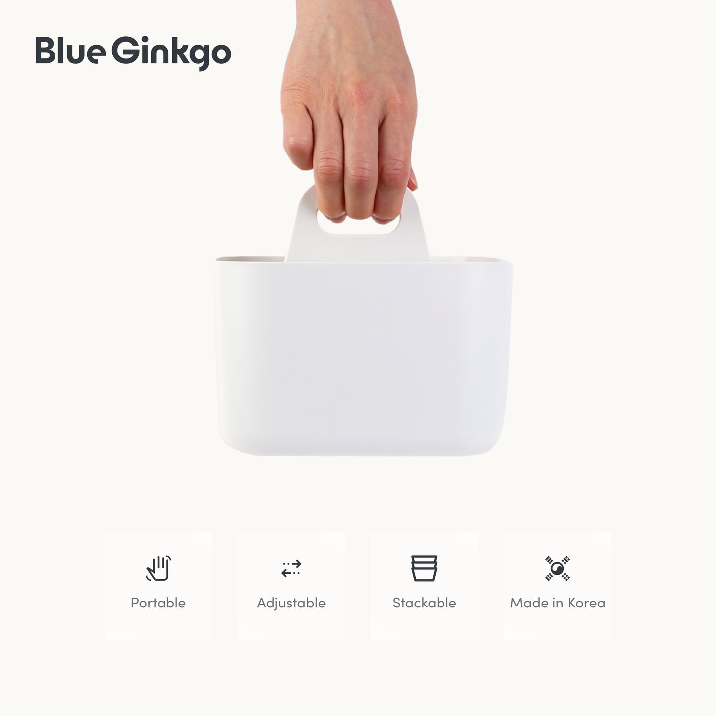 Hand holding square caddy from Blue Ginkgo.