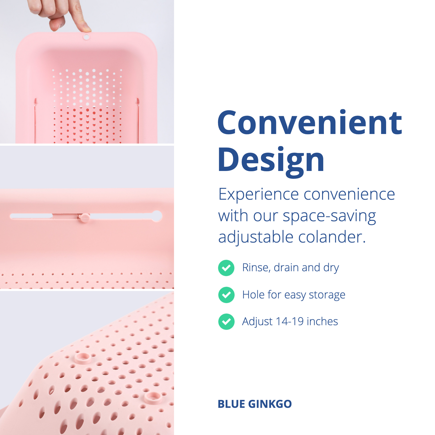 Expandable Pink Over the Sink Colander